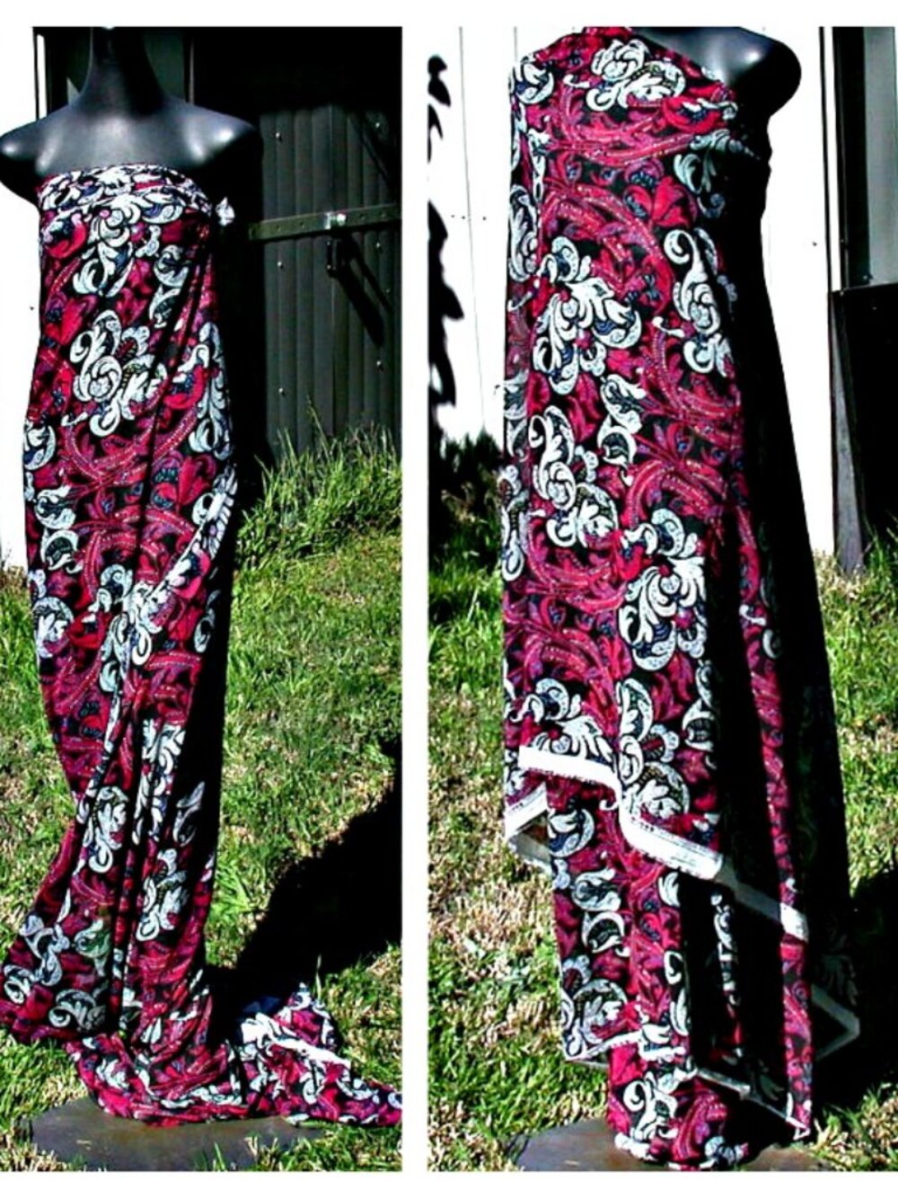 BLACK & BURGUNDY Abstract Floral Pattern 5.3 Yards x 59 inch wide JoAnn Fabrics